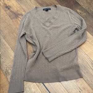 Designers Originals V-Neck Cable Knit Sweater - Brown